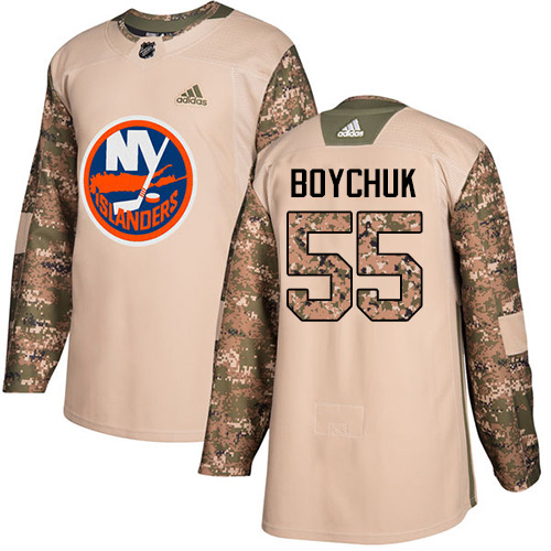 Adidas Islanders #55 Johnny Boychuk Camo Authentic Veterans Day Stitched NHL Jersey - Click Image to Close
